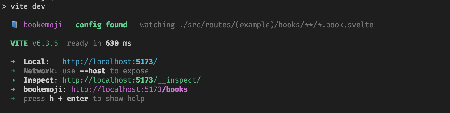 Example of bookemoji running